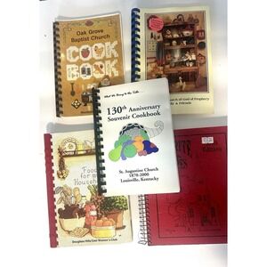 Lot of 5 Vintage Kentucky Church Cookbooks Southern Cooking Spiral Bound 70's-95